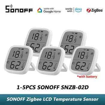 1-5 шт. SONOFF SNZB-02D Zigbee ЖК-Умный Датчик температуры и влажности Приложение для мониторинга в режиме реального времени Работает с Aleax Google Home