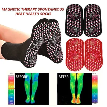 1 Пара Унисекс, самонагревающиеся носки для здоровья, магнитный Удобный Дышащий Массажер для ног, Обезболивающий Магнитный теплый носок