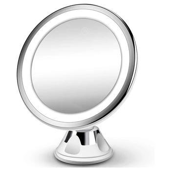 10-кратное увеличительное косметическое зеркало с подсветкой - модернизированное косметическое зеркало с 3 цветами и 28 светодиодными лампами, HD-управление нажатием кнопки