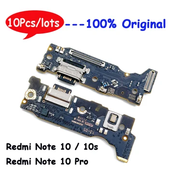 10 шт. Оригинал Для Redmi Note 10 Pro USB-порт для зарядки, соединительная плата, гибкий кабель С микрофоном для Xiaomi Redmi Note 10 10s
