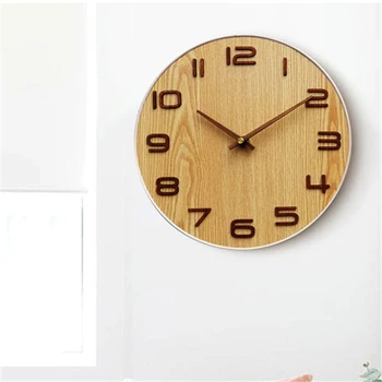 10 шт. Современные деревянные часы, высококачественные подвесные настенные часы, 10-дюймовая круглая деревянная игла, Домашние бесшумные часы без тиканья, приятный подарок