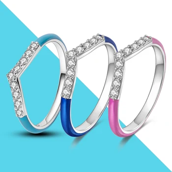 100% Настоящие кольца из серебра 925 пробы Для женщин, Оригинальное Зеленое, розовое, Синее, Штабелируемое кольцо в виде Короны, Обручальное, на Годовщину свадьбы, Роскошные ювелирные изделия