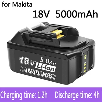 100% Оригинальный Аккумулятор для электроинструментов Makita 18V 5000mAh со светодиодной литий-ионной заменой LXT BL1860B BL1860 BL1850