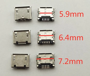 100шт Мини-разъем Micro USB 5pin 5,9 мм 6,4 мм 7,2 мм короткая игла 5P DIP2 Порт передачи данных Порт зарядки для мобильного концевого штекера