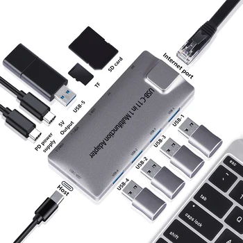 11 В 1 USB Порт Концентратор Type C Разветвитель Macbook Pro 13 Air M1 M2 Адаптер Аксессуары Для Ноутбуков Ipad Otg Mac Mini Док-станция