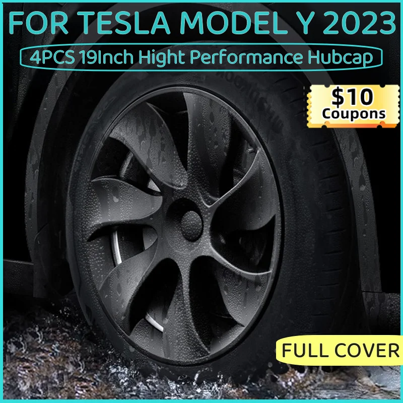 19-Дюймовый Колпачок Ступицы для Tesla Model Y 2023, Колпачок для колеса, Сменный Колпачок для колеса Автомобиля, Полная Отделка, Аксессуары