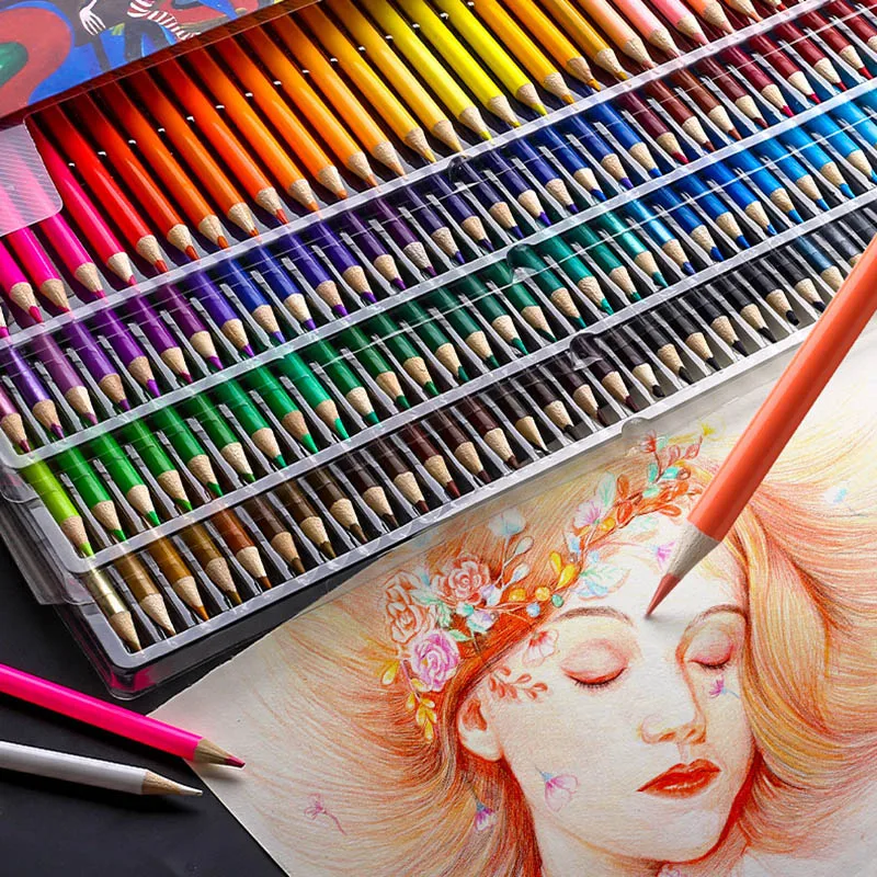 Brutfuner160/180 Цветной Профессиональный набор масляных Карандашей для рисования, Эскиз для рисования, Деревянный цветной карандаш, пенал из искусственной кожи