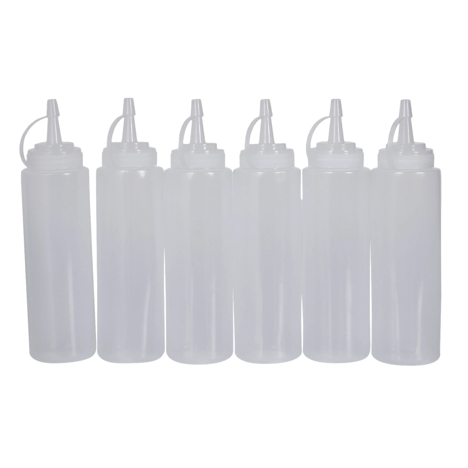 6X Прозрачных Белых Пластиковых Бутылок для Выжимания Соуса, Кетчупа и масла 8 унций