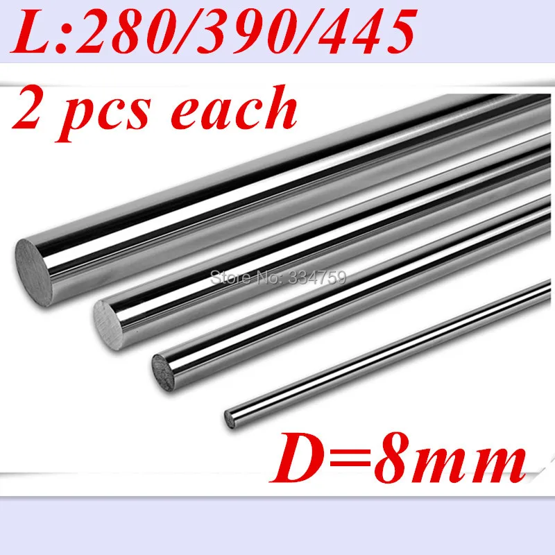 8 мм линейный рельсовый гладкий стержень набор линейных стержней: 2x280 мм, 2x390 мм, 2x445 мм для 8 мм линейного вала LM8UU с ЧПУ для 3D-принтера