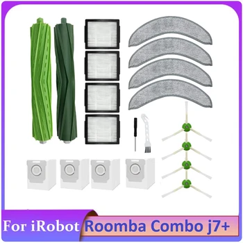 20 шт. Запасных частей для iRobot Roomba Combo J7 + Сумки для робота-пылесоса, резиновая щетка, фильтр, боковая щетка, тряпка для швабры