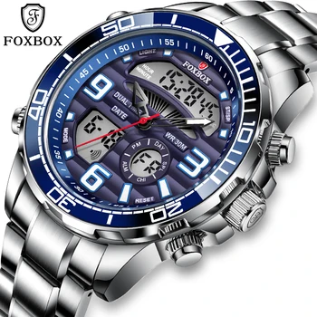 2021 LIGE Бренд Foxbox Цифровые Мужские Часы Топ Класса Люкс Спортивные Кварцевые наручные часы Для Мужчин, Полностью Стальные Военные водонепроницаемые часы + коробка