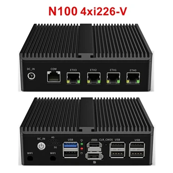 2023 Брандмауэр Безвентиляторный Мини-ПК N100 J6413 N5105 4x Intel i225 i226 2,5G LAN NVMe Мягкий Маршрутизатор HDMI2.0 DP ESXi Proxmox Домашний Сервер