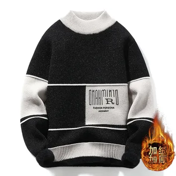 2023 Зимний теплый мужской свитер, свитер, утолщенный пуловер, классический свитер с длинным рукавом, мужской повседневный свитер с круглым вырезом 8237