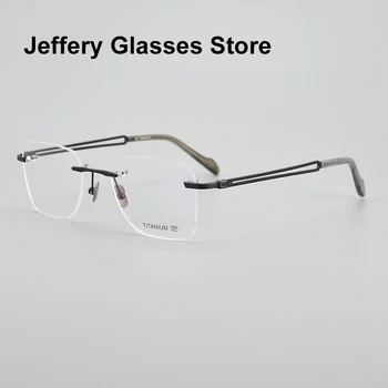 2023 Мужские Квадратные титановые очки без оправы, Роскошные Японские женские Оптические очки ручной работы по рецепту, очки для чтения