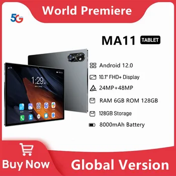 2023 Новый Планшетный ПК Pad MA11 10,1 Дюймов 5G Сеть Две SIM-карты 6 ГБ ОЗУ 128 ГБ ПЗУ Google Play WiFi Bluetooth Android 12 Планшет