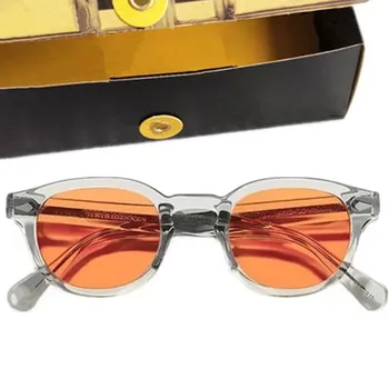 2023Ретро-Винтажные Солнцезащитные очки Johnny Depp Темного Оттенка UV400 49 46 44 мм в Импортной Круглой Кристаллической Серой Ацетатной Оправе для Очков Presc