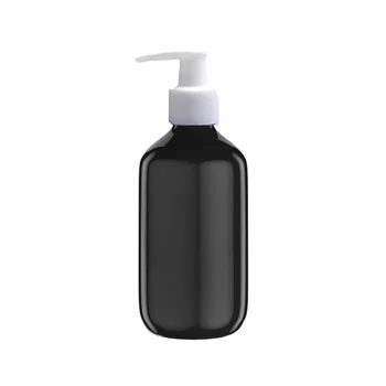300 мл Capcity черного цвета многоразового использования, ПЭТ пластиковая портативная бутылка для лосьона с белым насосом-распылителем