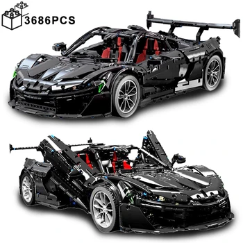 3686 шт. Технический 1:8 Черный McLarens P1 Супер Спортивная Модель Автомобиля Строительные Блоки Сборка Автомобиля Кирпичи Игрушки Подарки для Взрослого Мальчика