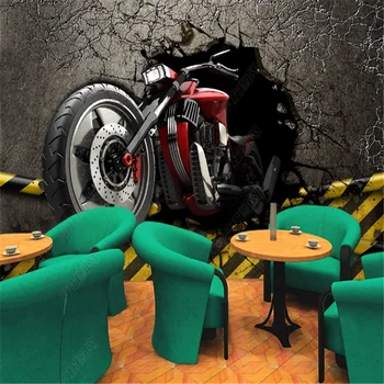 3D Сломанные обои Мотоцикл Обои Промышленное Украшение Европейский ретро бар Фон Фреска papel de parede 3D