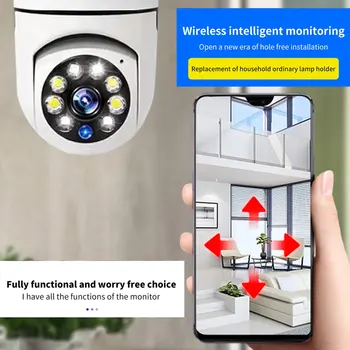 5G Wifi E27 Лампа Видеонаблюдения Камера Ночного Видения Полноцветная Автоматическая Слежка За Человеком 4-Кратный Цифровой Зум Видео Монитор Безопасности Cam