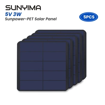 5шт SUNYIMA 121*125 5V3W Sunpower PET Высокоэффективная Солнечная Панель Патч 3W Аккумулятор 5V Беспилотное Наблюдение Связь