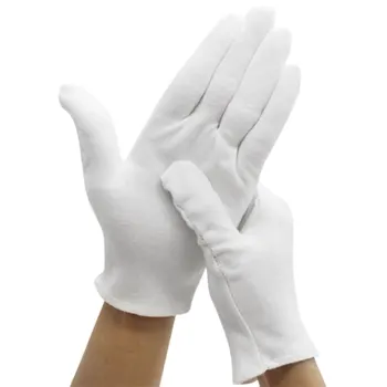 6 Пар белых хлопчатобумажных перчаток СПА-перчатки для женщин Для работы с ювелирными изделиями Хлопчатобумажные мягкие тонкие перчатки Для защиты рук