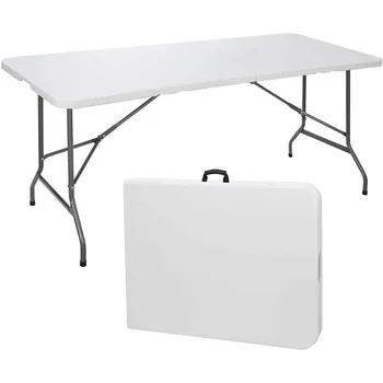 6-футовые портативные пластиковые складные столы для внутреннего и наружного использования, белый складной стол