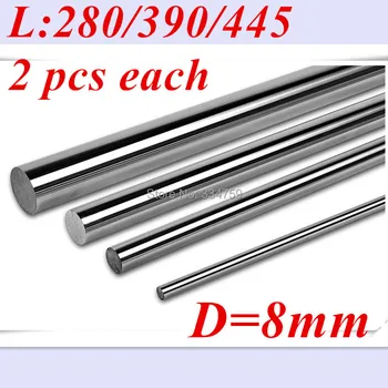8 мм линейный рельсовый гладкий стержень набор линейных стержней: 2x280 мм, 2x390 мм, 2x445 мм для 8 мм линейного вала LM8UU с ЧПУ для 3D-принтера