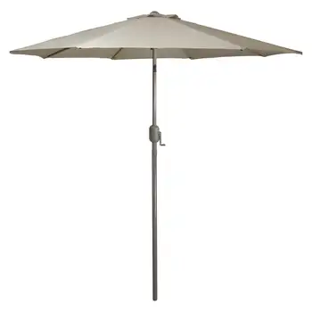 9-футовый открытый зонт для внутреннего дворика с рукояткой и наклоном-Темно-серый навес