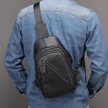 AETOO Мужская кожаная нагрудная сумка, летняя многофункциональная модная спортивная сумка-ранец на одно плечо, сумка с косым пролетом, нагрудная сумка из воловьей кожи