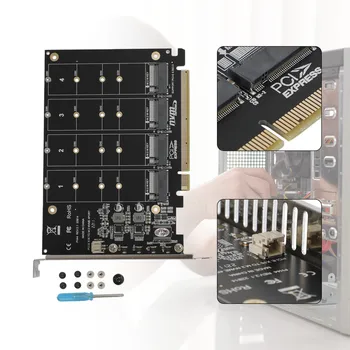 Artudatech PCI-E Сигнальная карта с разделенным массивом PH44 X16 NVME 4 Поддержка карты дискового массива M.2 SSD