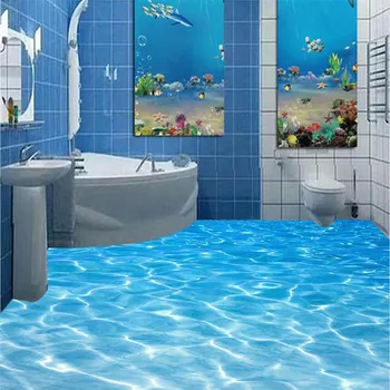 beibehang живопись ванная комната На Заказ 3D напольная фреска Морская вода рябь одежда водонепроницаемые утолщенные самоклеящиеся ПВХ обои
