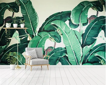 Beibehang Обои для домашнего декора фреска свежий зеленый банановый лист картина маслом ТВ фон стены гостиная спальня 3D обои