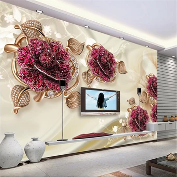 beibehang Пользовательские фото 3D обои обои наклейки 3D Европейская роскошь роскошные ювелирные изделия цветы ТВ фон papel de parede