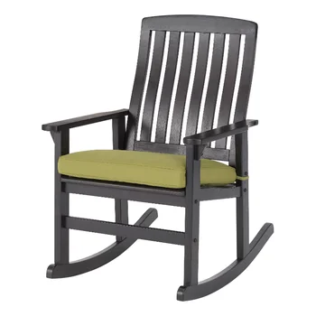 Better Homes & Gardens Уличное деревянное кресло-качалка Delahey, садовый стул с зеленой подушкой, мебель для патио