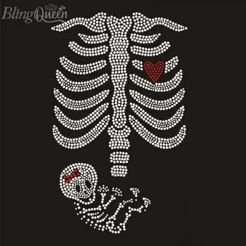 BlingQueen 5 шт./лот, скелет грудной клетки, Стразы для горячей фиксации, Стразы для одежды, Стразы для переноса на железо