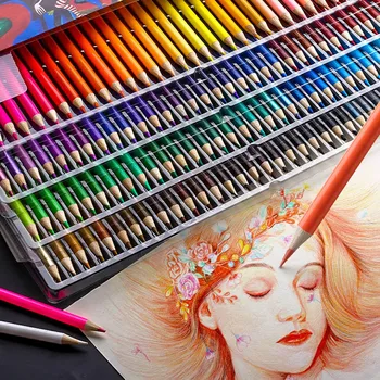 Brutfuner160/180 Цветной Профессиональный набор масляных Карандашей для рисования, Эскиз для рисования, Деревянный цветной карандаш, пенал из искусственной кожи