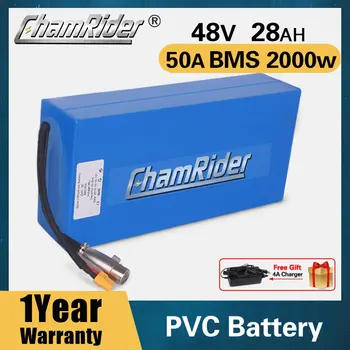 ChamRider 48V 20AH Ebike Battery 40A BMS Для Электровелосипеда 18650 21700 Cell Bike 1000W Мощный Электрический Велосипедный Аккумулятор 50A 2000W