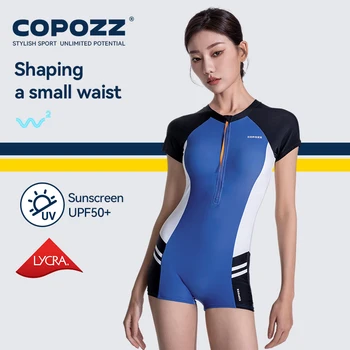 COPOZZ Женский купальник с защитой от ультрафиолета, цельный купальник UPF 50 +, Гидрокостюм для дайвинга, тонкий защитный чехол от сыпи на молнии, костюм для подводного плавания, серфинга