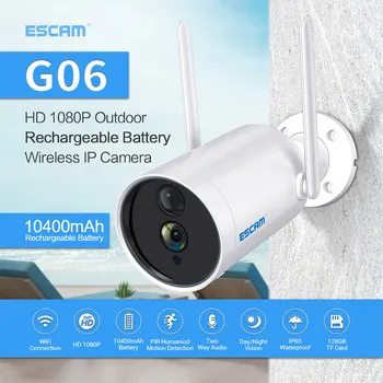 ESCAM G06 2MP 1080P Full HD Наружная аккумуляторная батарея для помещений с длительным режимом ожидания PIR-сигнализация WiFi IP-камера-пуля
