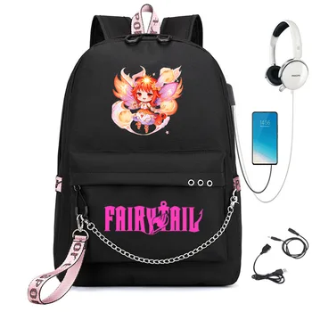 Fairy Tail школьная сумка для подростков USB-сумка с аниме-принтом, повседневная сумка для мальчиков и девочек, дорожная сумка на открытом воздухе, детский рюкзак