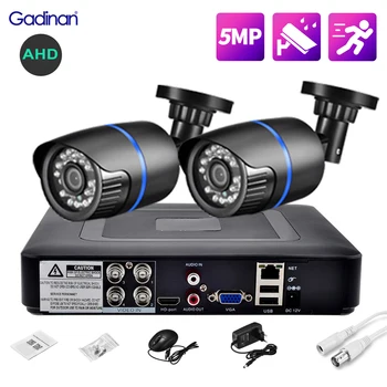 GADINAN 5MP AHD DVR Комплект Видеокамер Видеонаблюдения 24 шт. ИК-светодиоды для Камеры Видеонаблюдения Система Безопасности IP65 Водонепроницаемый Комплект Безопасности