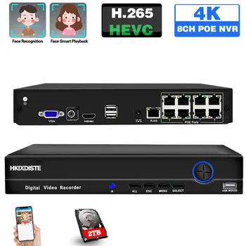 H.265 POE NVR 8CH 4K CCTV IP Сетевой Регистратор Видеонаблюдения 8 Каналов Обнаружения Движения XMEYE NVR Система Безопасности 8MP P2P