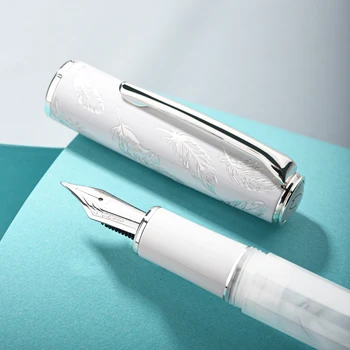 Hongdian N8 Смола Белая Авторучка Красивый Колпачок для Перьевой ручки с Конвертером Подарочная ручка EF/F/M Гладкая Ручка для Письма для Школы