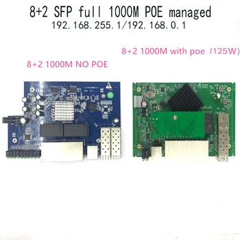 IP-управление, 8-портовый модуль коммутатора PoE Ethernet 10/100/1000 Мбит /с, управляемый модуль коммутатора с 2 гигабитными слотами SFP, гигабитный коммутатор