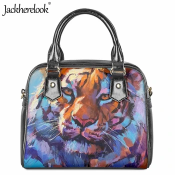 Jackherelook Женская Модная Художественная сумка Через плечо с животным принтом Тигра, Дизайнерская Женская сумка-мессенджер, Роскошная Кожаная сумка для покупок