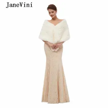 JaneVini Элегантное Болеро из искусственного меха, Зимние свадебные шали и палантины, Теплая накидка для вечернего платья, жакет, верхняя одежда, Свадебные аксессуары