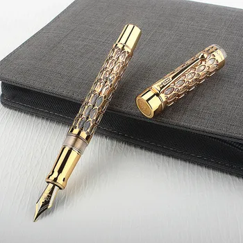 Jinhao 100, выдалбливают золотой зажим, перьевой наконечник, канцелярская ручка 0,5 мм, подарки, студенческие ручки, деловой инструмент для письма, офисный инструмент