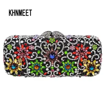 KHNMEET кошелек-клатч цвета шампанского, роскошная женская праздничная сумка с украшением в виде кристаллов, женский кошелек с блестками для выпускного вечера, свадебный кошелек-почетт, сумка SC143