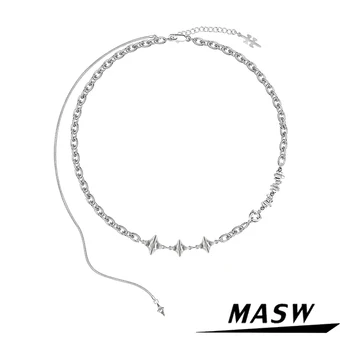 MASW Оригинальный Дизайн, Простое металлическое ожерелье-цепочка, Крутые трендовые ювелирные изделия, Лидер продаж, Высококачественное медное ожерелье для женщин и мужчин